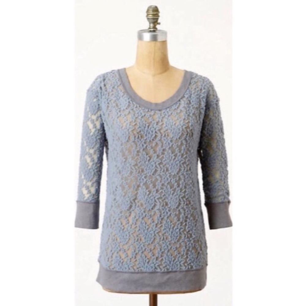 Anthropologie Eloise Brushed Lace Pullover Top L - Picture 15 of 15